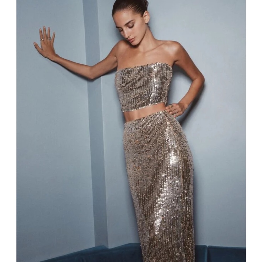 Sequin gold tube top